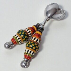 Southcoast Stainless Lacquered Wood Salad Fork Spoon Set India Handpainted NEW